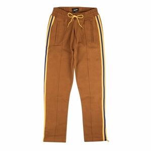 Just Don Brown Jungle Canvas Track Pants Large Yellow Stripe Ankle Zipper